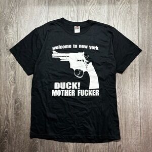 Vintage Welcom To New York Duck Mother F#cker Revolver Handgun T-shirt Large